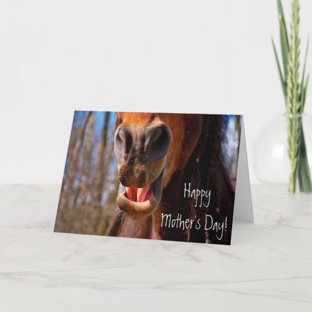 Personalized Smiling Horse Mother's Day Card (Front)