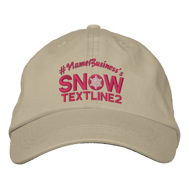 Personalized Snow Embroidered Snowflake Girly Pink Hat (Front)