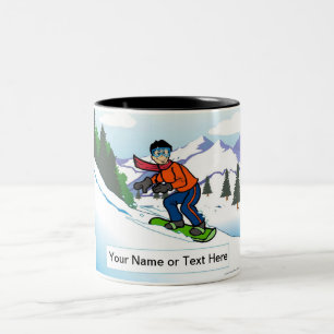 Personalized Snowboarding - Male Cartoon Two-Tone Coffee Mug