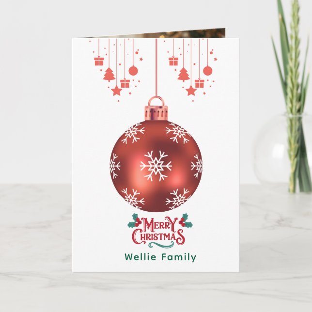Personalized Snowflake Ornament  Christmas Card (Front)