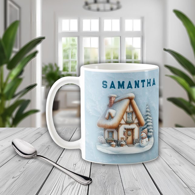Personalized Snowman & Cottage Christmas Mug (Creator Uploaded)