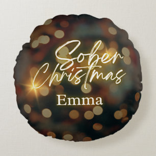 Personalized sober christmas  round cushion