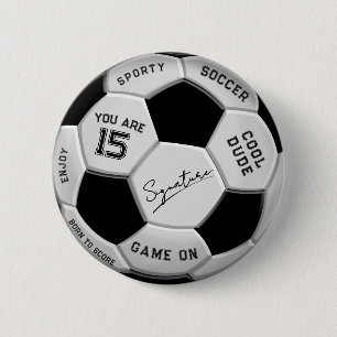 Personalized Soccer Ball Birthday Age Name Text 6 Cm Round Badge