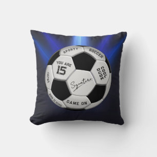 Personalized Soccer Ball Birthday Age Name Text Cushion