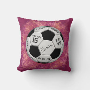 Personalized Soccer Ball Birthday Age Name Text Cushion