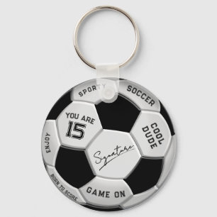 Personalized Soccer Ball Birthday Age Name Text Key Ring