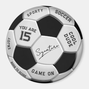 Personalized Soccer Ball Birthday Age Name Text Magnet