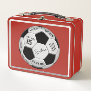 Personalized Soccer Ball Birthday    Age Name Text Metal Lunch Box