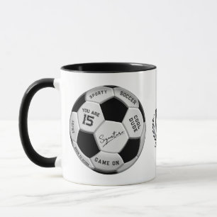 Personalized Soccer Ball Birthday Age Name Text Mug