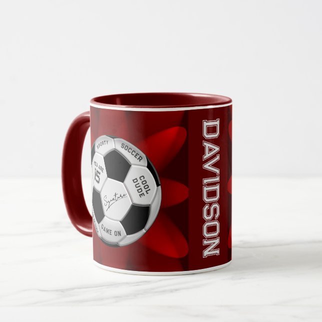 Personalized Soccer Ball Birthday  | Age Name Text Mug (Front Left)