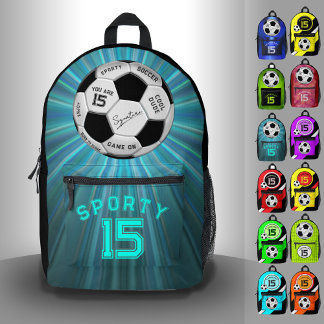 Personalized Soccer Ball Birthday | Age Name Text Printed Backpack