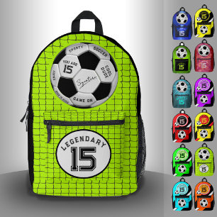 Personalized Soccer Ball Birthday Age Name Text Printed Backpack