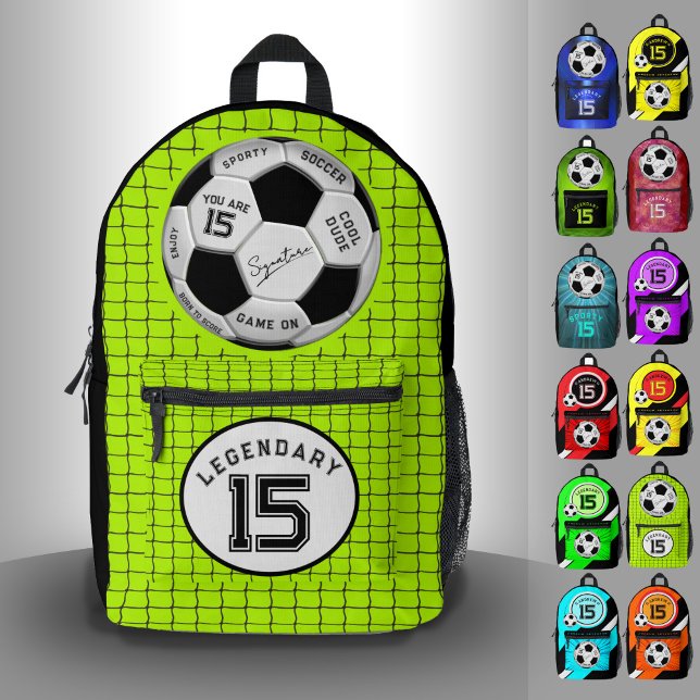 Personalized Soccer Ball Birthday  | Age Name Text Printed Backpack (Creator Uploaded)