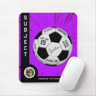 Personalized Soccer Ball Bold Font Pink Milestone Mouse Mat