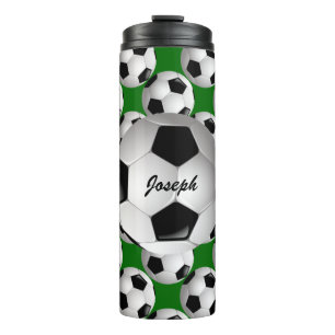 Personalized Soccer Ball on Football Pattern Thermal Tumbler