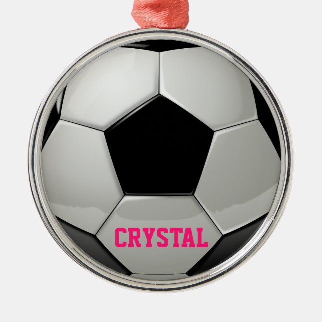 Personalized Soccer Ball Pink Ornament (Front)