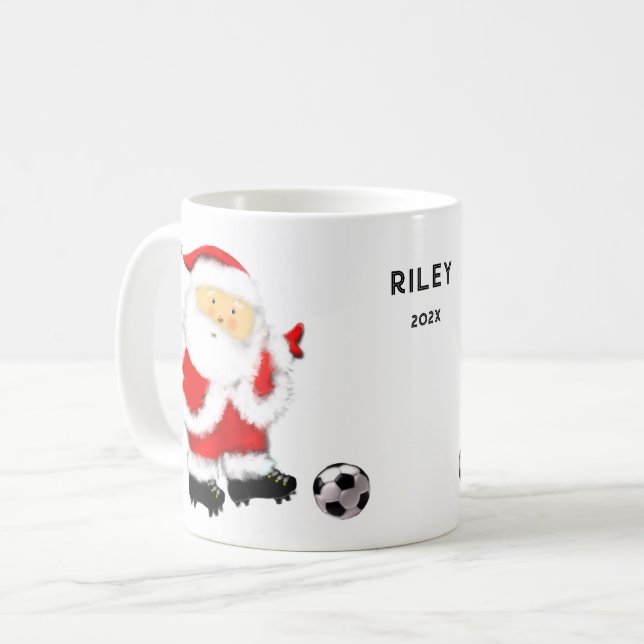 Personalized Soccer Holiday Gift Coffee Mug (Front Left)