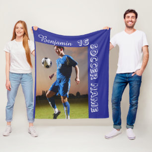 Personalized soccer player team  fleece blanket