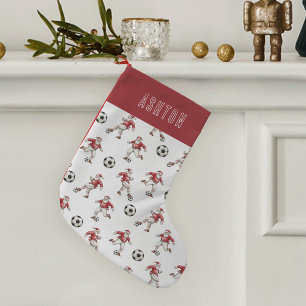 Personalized Soccer Santa Small Christmas Stocking