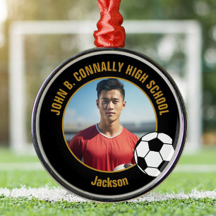 Personalized Soccer Team Player Photo Christmas Metal Tree Decoration