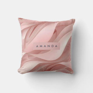 Personalized Soft Blush Pink Abstract Flow Design Cushion