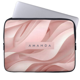 Personalized Soft Blush Pink Abstract Flow Design Laptop Sleeve