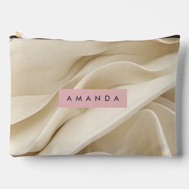 Personalized Soft Cream Abstract Minimal Flow  Accessory Pouch (Front)
