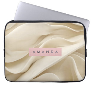 Personalized Soft Cream Abstract Minimal Flow  Laptop Sleeve