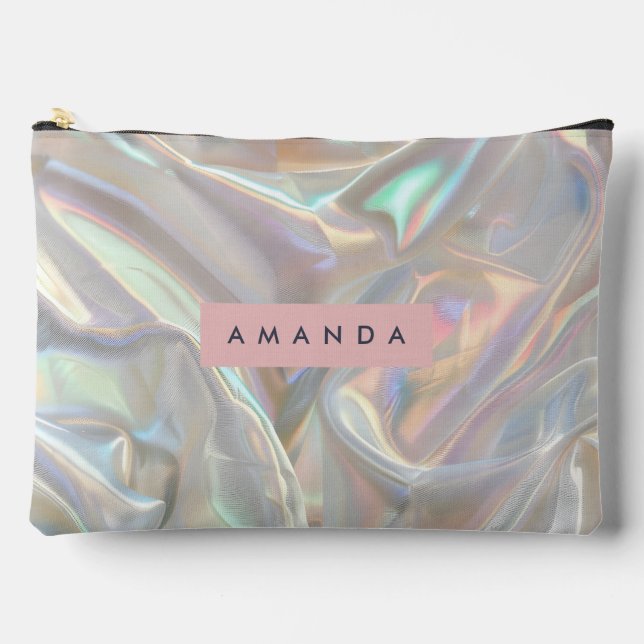 Personalized Soft Iridescent Pearl Shimmer Accessory Pouch (Front)