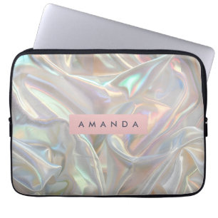 Personalized Soft Iridescent Pearl Shimmer Laptop Sleeve