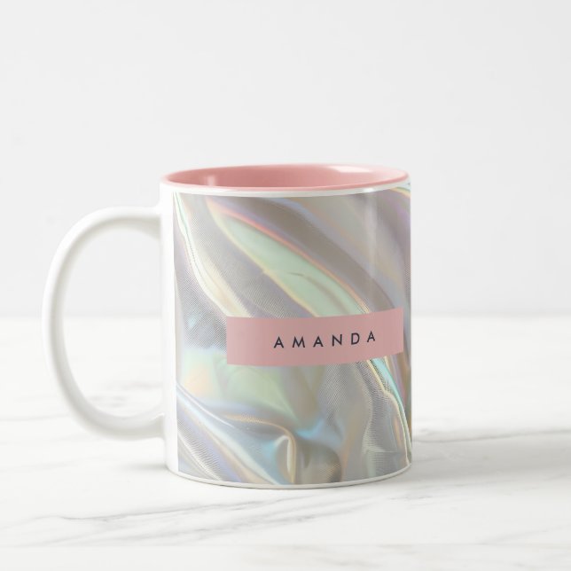 Personalized Soft Iridescent Pearl Shimmer Two-Tone Coffee Mug (Left)