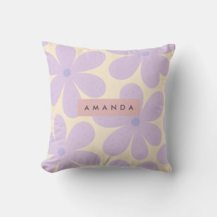 Personalized Soft Lavender Daisy Flower Cushion
