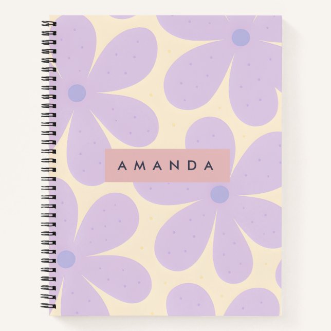 Personalized Soft Lavender Daisy Flower  Notebook (Front)