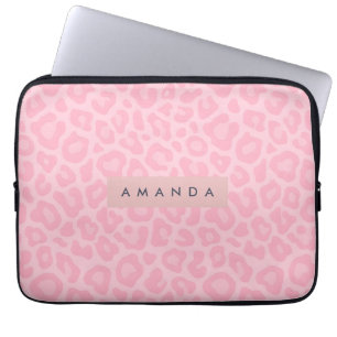 Personalized Soft Pink Leopard Print Laptop Sleeve