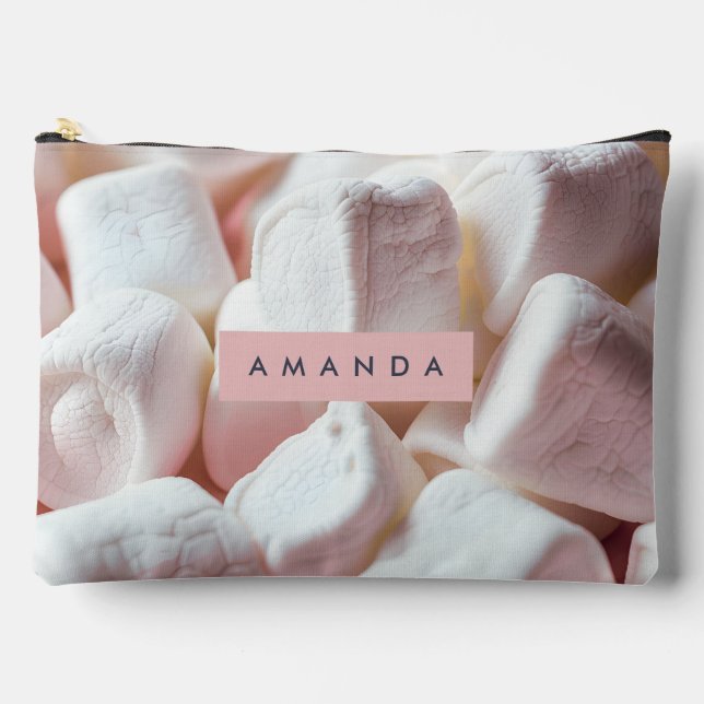 Personalized Soft Pink Marshmallow Dream Accessory Pouch (Front)