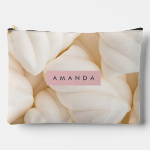 Personalized Soft White Marshmallow Twist Accessory Pouch
