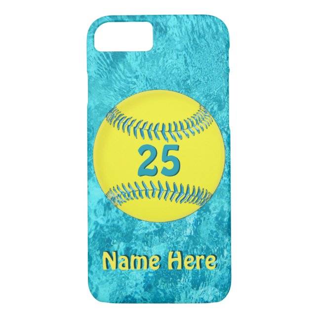 PERSONALIZED Softball iPhone 7 Cases Turquoise (Back)