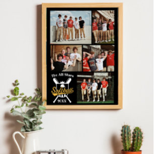 Personalized Softball Photo Collage Name Team # Poster