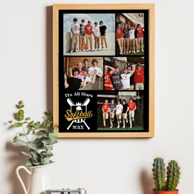 Personalized Softball Photo Collage Name Team # Poster (Creator Uploaded)