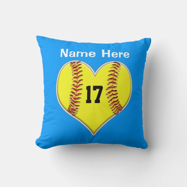 PERSONALIZED Softball Pillows with NAME and NUMBER (Front)