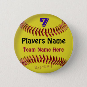 PERSONALIZED Softball Pins, NUMBER, NAME and TEAM 6 Cm Round Badge