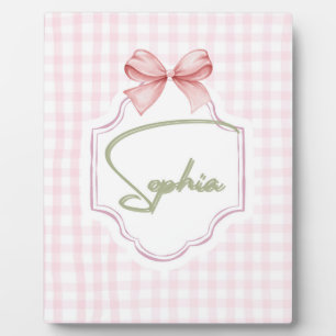 Personalized Sophia Baby Girl Nursery Bow&Gingham  Plaque