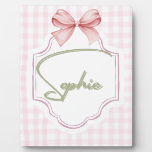 Personalized Sophie Baby Girl Nursery Bow&Gingham Plaque