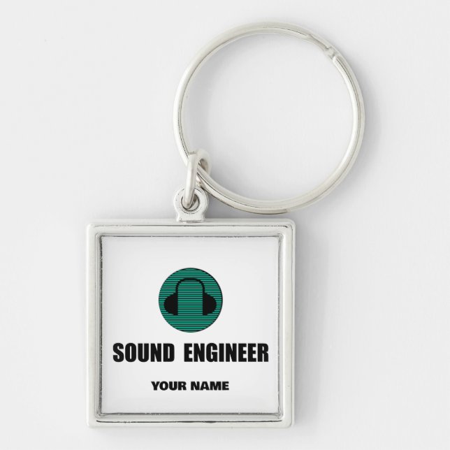 Personalized Sound Engineer Audio Engineering Key Ring (Front)