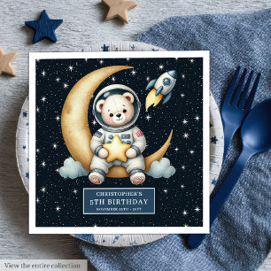 Personalized Space Bear Napkins for Boy Party