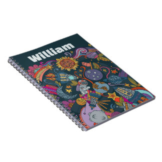 Personalized Space Name Poster for Kids  Notebook