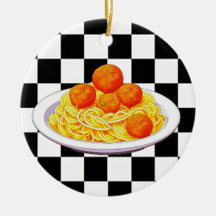 Personalized Spaghetti Pun Christmas Ceramic Tree Decoration