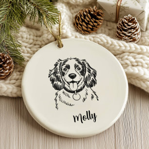 Personalized Spaniel Dog Christmas Ceramic Tree Decoration