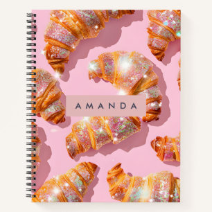 Personalized Sparkle Croissant Style Notebook