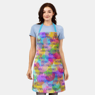 PERSONALIZED SPARKLY COLOURED MERRY CHRISTMAS APRON